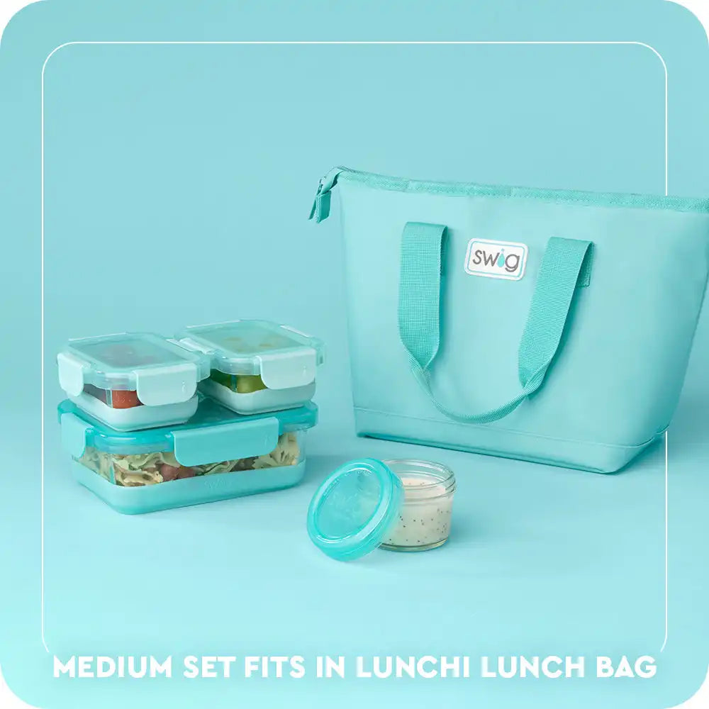 Aqua 3pc Glass Food Storage Medium Set