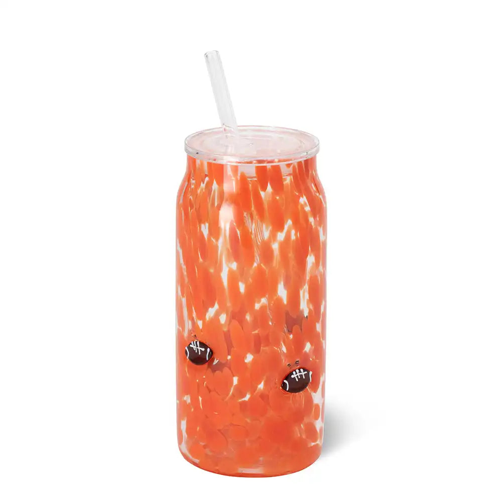 Orange Football Charm Soda Glass 23oz
