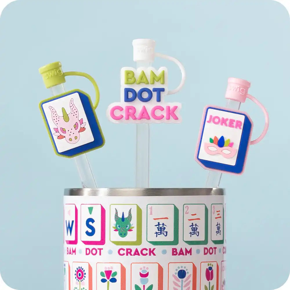 Mahjong Tiles Straw Topper Set