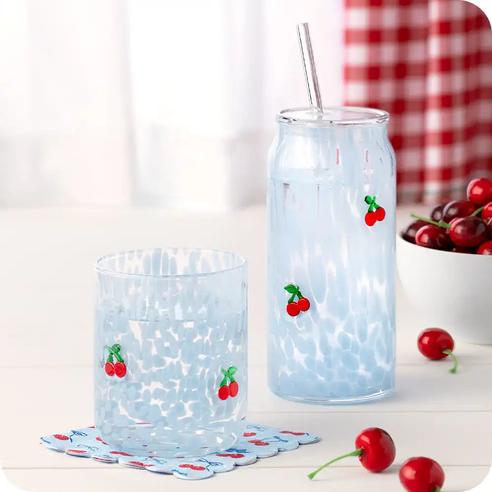 Cherry Pop Charm Soda Glass 23oz