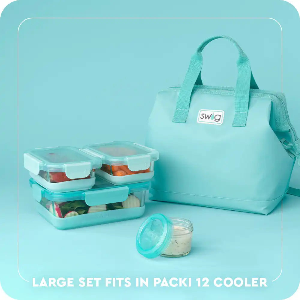 Pink 3pc Glass Food Storage Large Set