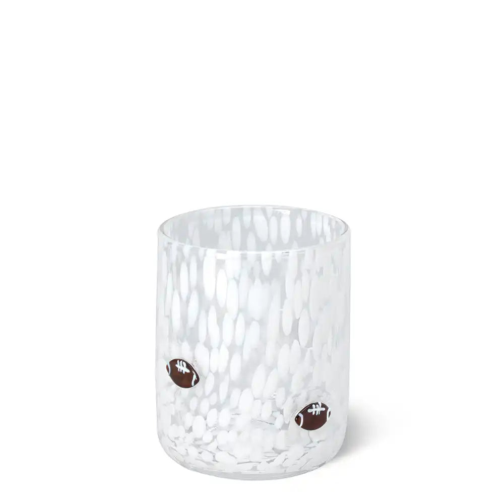 White Football Charm Glass 17oz