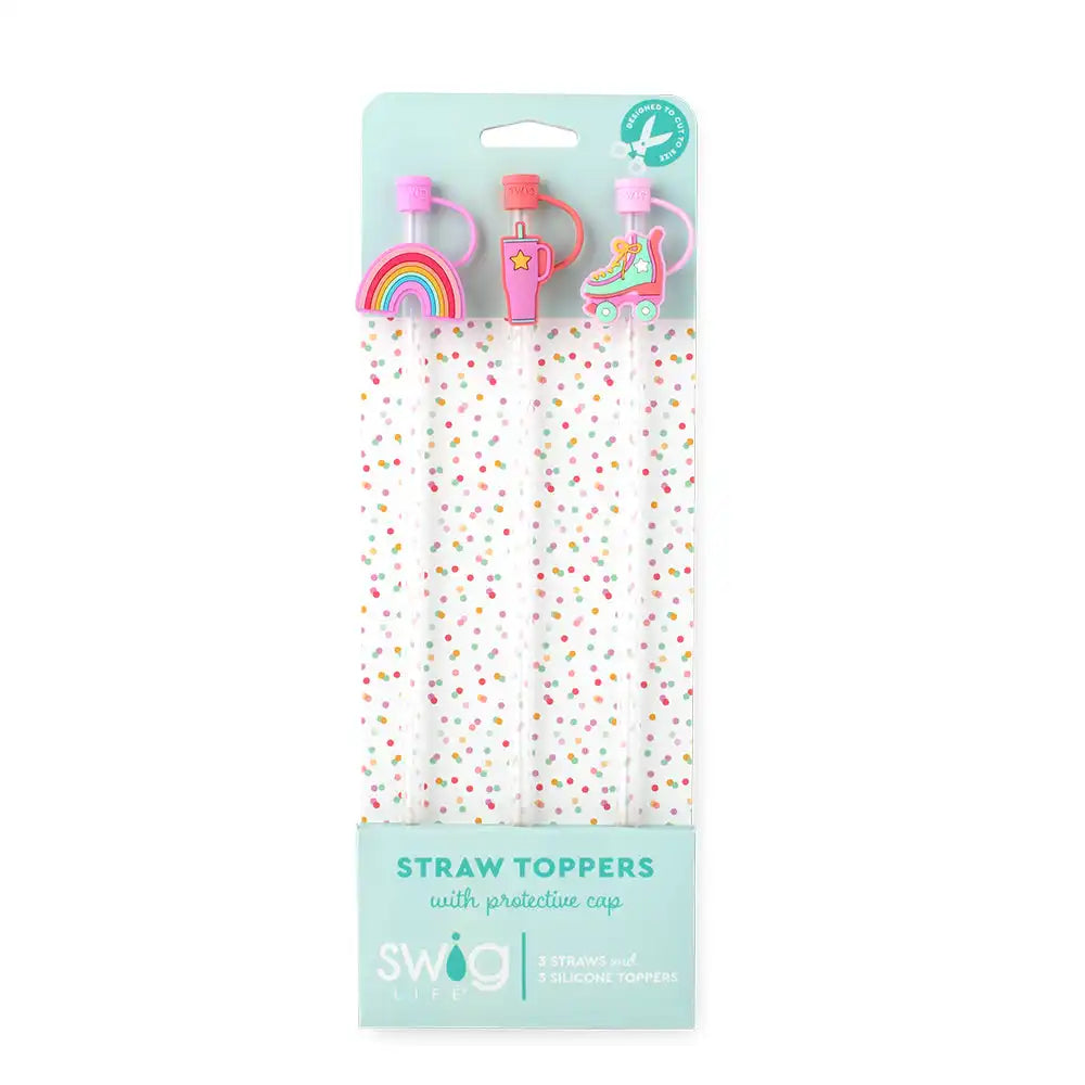 Roller Rink Straw Topper Set