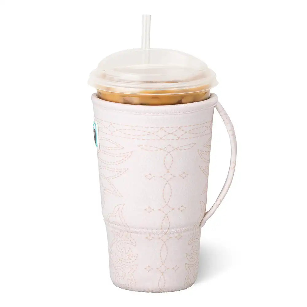 Saddle Stitch Cream Large Iced Cup Coolie
