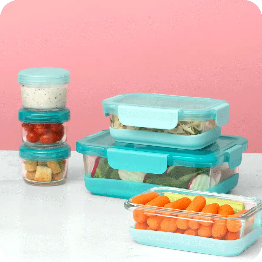 Aqua 3pc Glass Food Storage Small Set