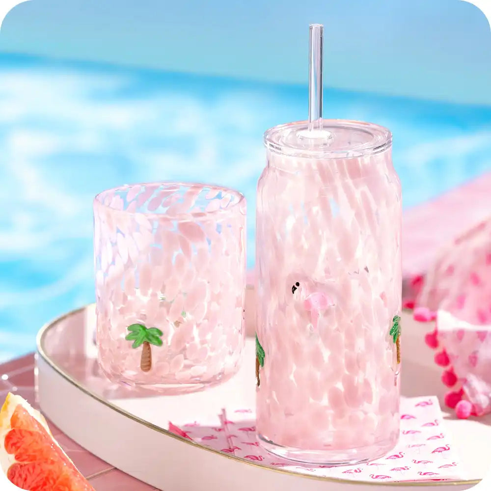 Flamingos Charm Soda Glass 23oz